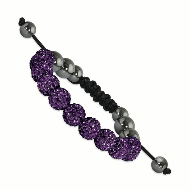 Purple Hematite Crystal Bracelet Stretch Beads